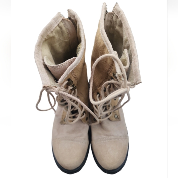 Roxy Combat Boots Concord Women's Tan Canvas Zipper Back Lace Up Size 8 90s Y2k - Picture 5 of 8